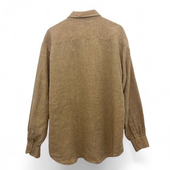 Bugatchi Uomo 100% Linen Men's Shirt XXL Point Collar Elegant Casual Chic - Picture 4 of 16